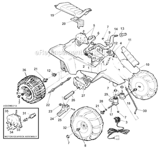 Page A Diagram and Parts List for 76089-9993  Power Wheels Ride-On ATVs